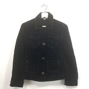 J. Jill XS Jacket Black Corduroy Snap Button